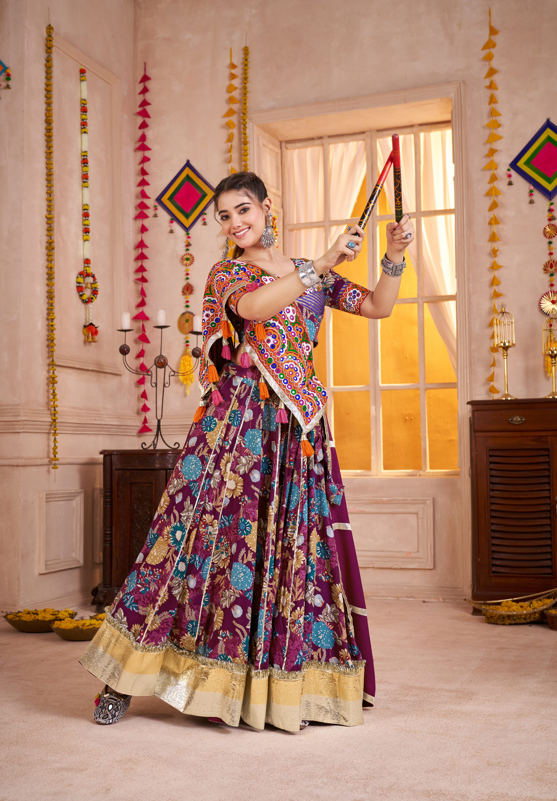 Navratri Special Real Mirror Work Lehenga Choli For Garba