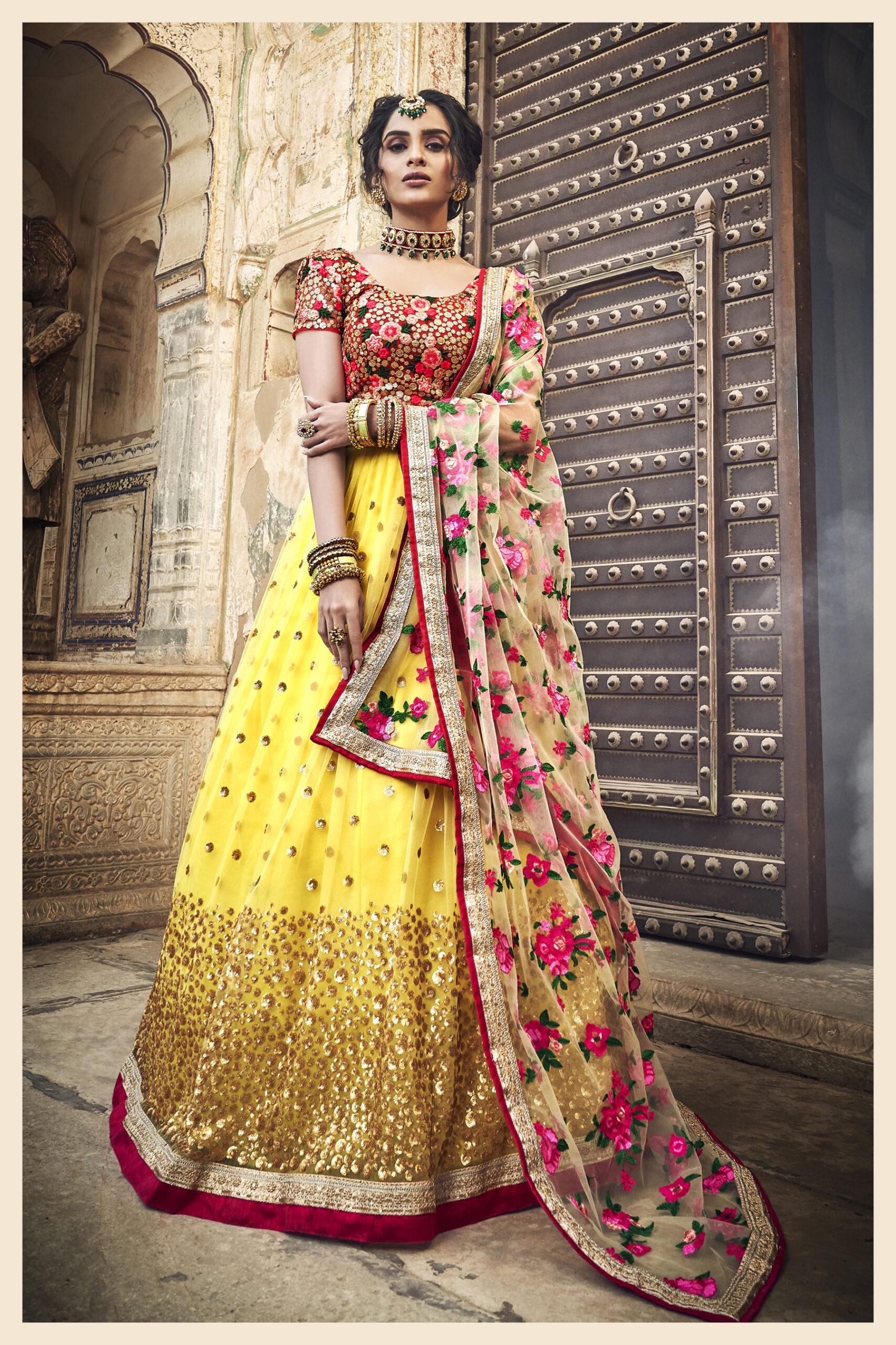 Beautiful Yellow Soft Net Sequins  & Zari Work Lehenga Choli Set for Women