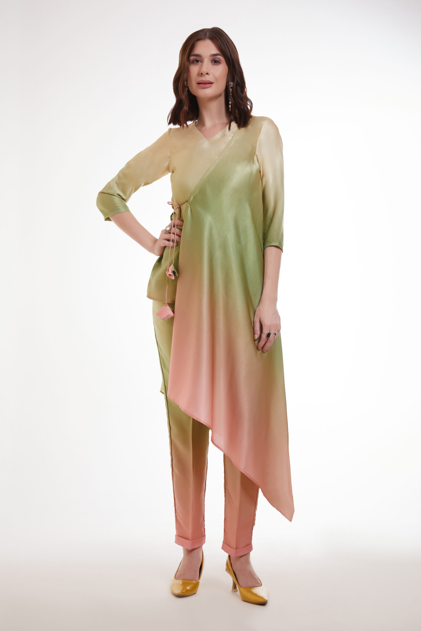 Moss Green Modal Satin Casual Wear Trendy Co Ord Set