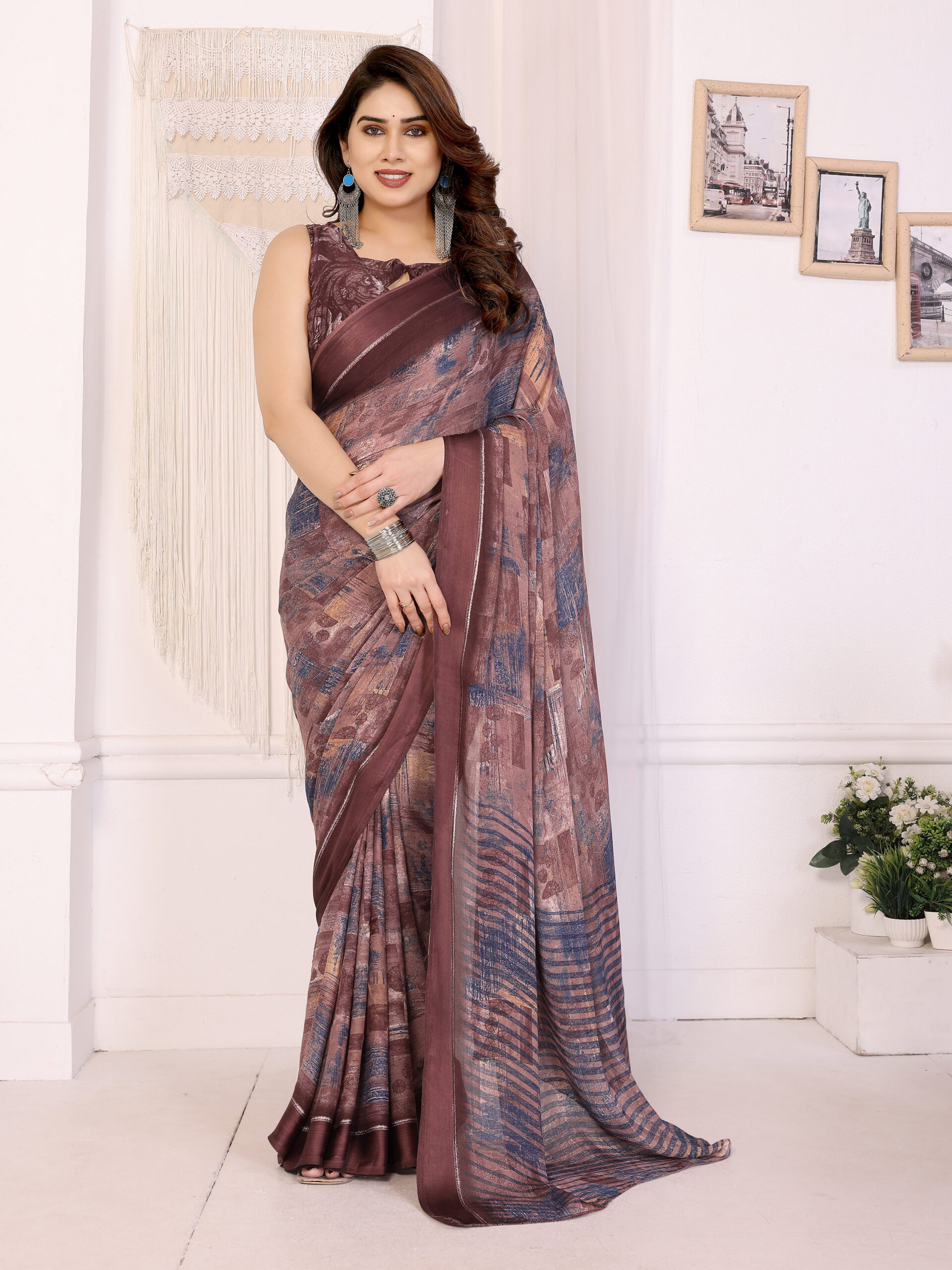 Casual Wear Satin Printed Saree for Women
