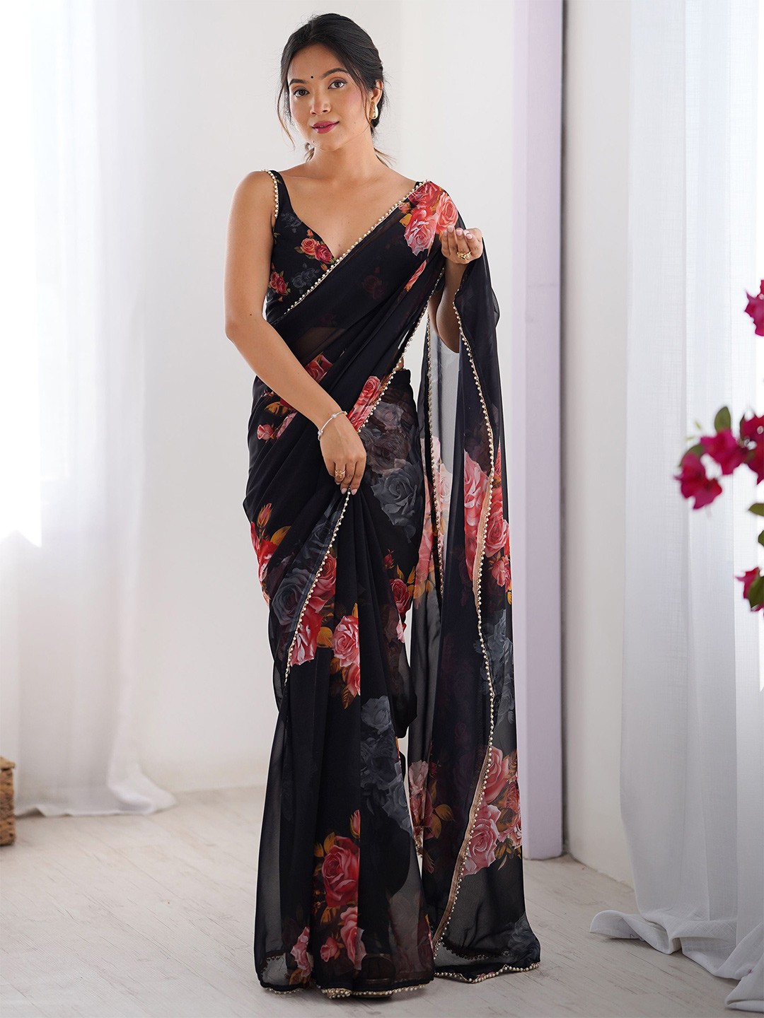 Beautiful Georgette Floral Printed Saree for Women