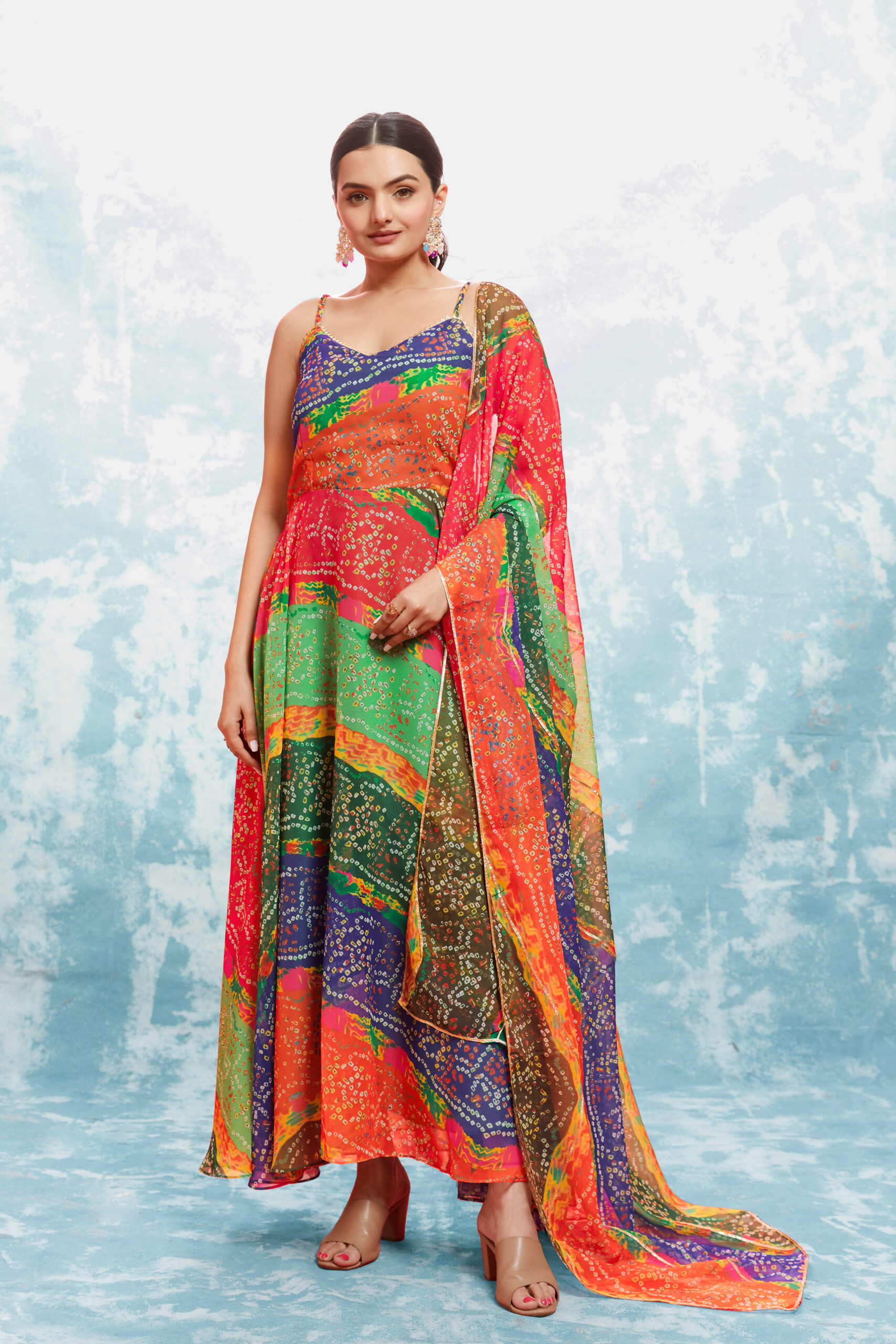 Beautiful Designer Heavy Georgette Bandhani Printed Gown
